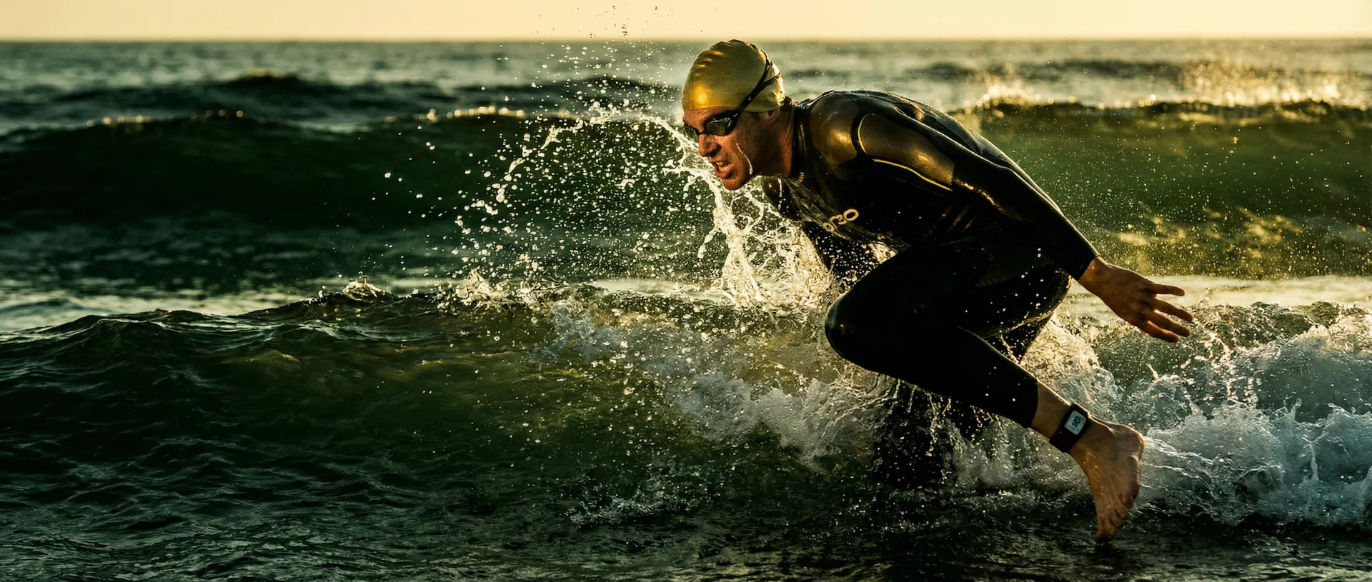 Triatleta saindo da água