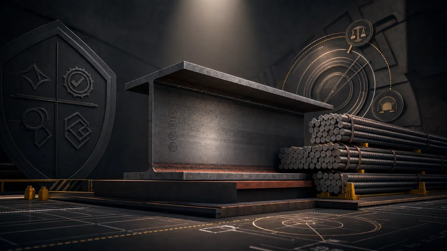 Estrutura de aço simbolizando autoridade de marca