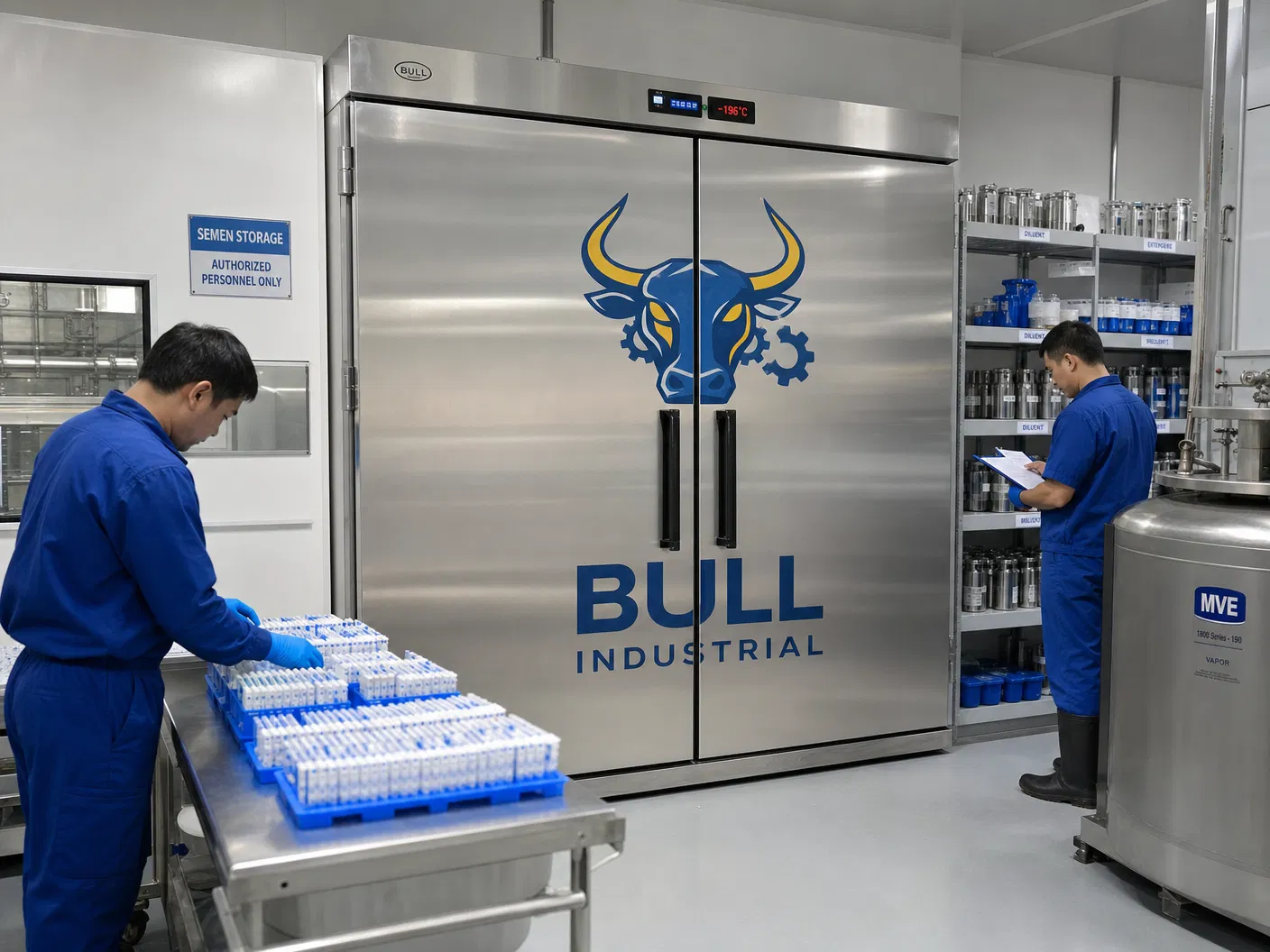 Bull Semen 1500 em central de inseminação — operação em escala industrial
