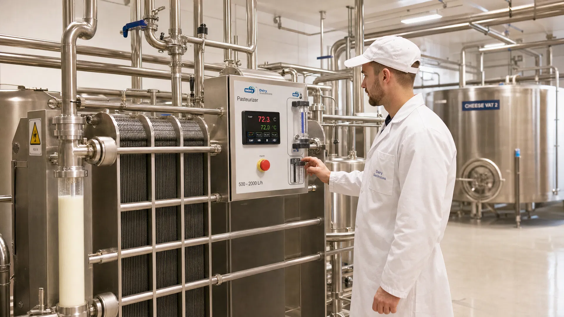 Pasteurizador como primeira etapa — controle térmico do leite