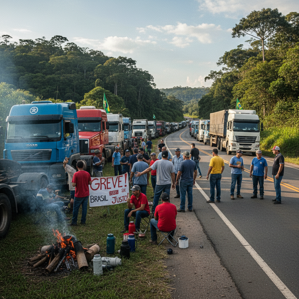 Greve de caminhoneiros em SC: Fretes parados e ultimato por mudanças