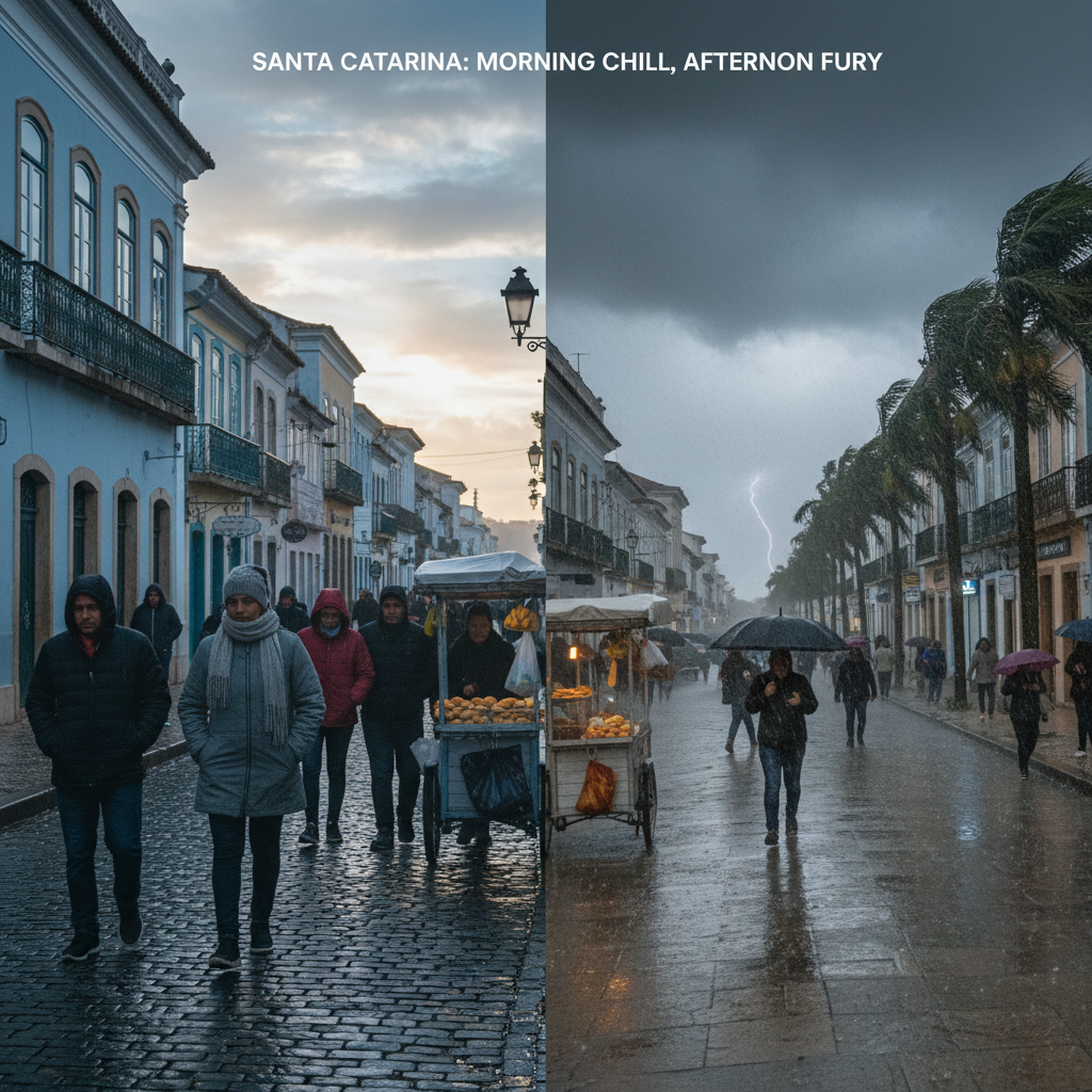 Outono em SC: manhãs geladas e temporais à tarde marcam início com clima de verão