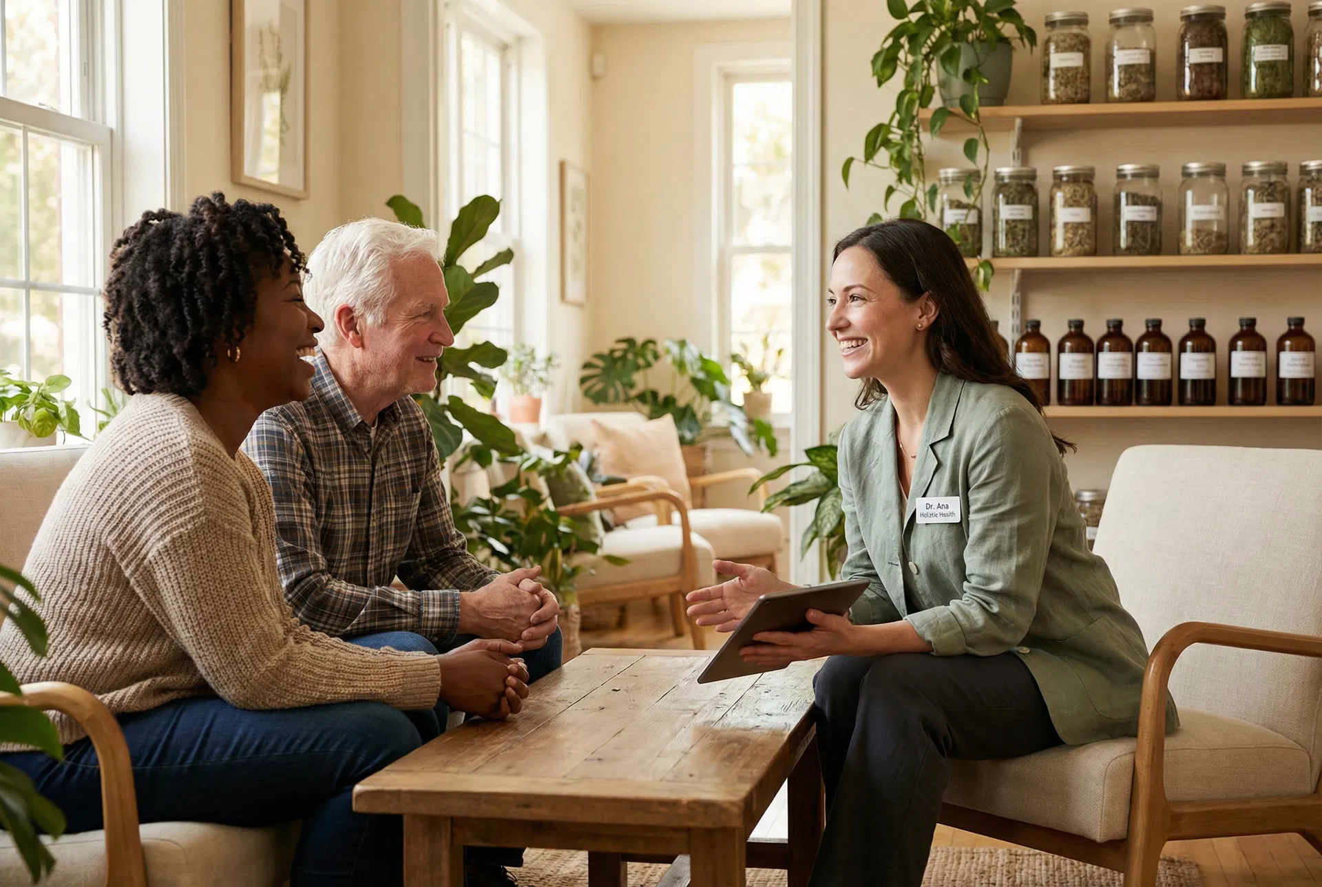 Consulta acolhedora de saúde humana com canabinoides em ambiente natural