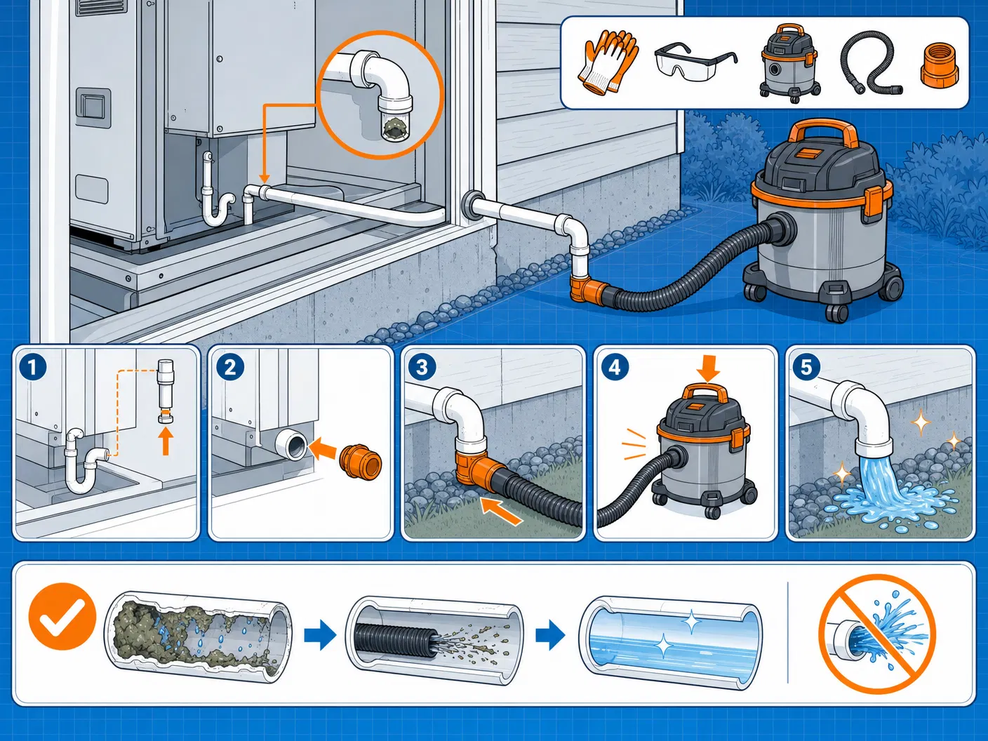How to vacuum AC drain line