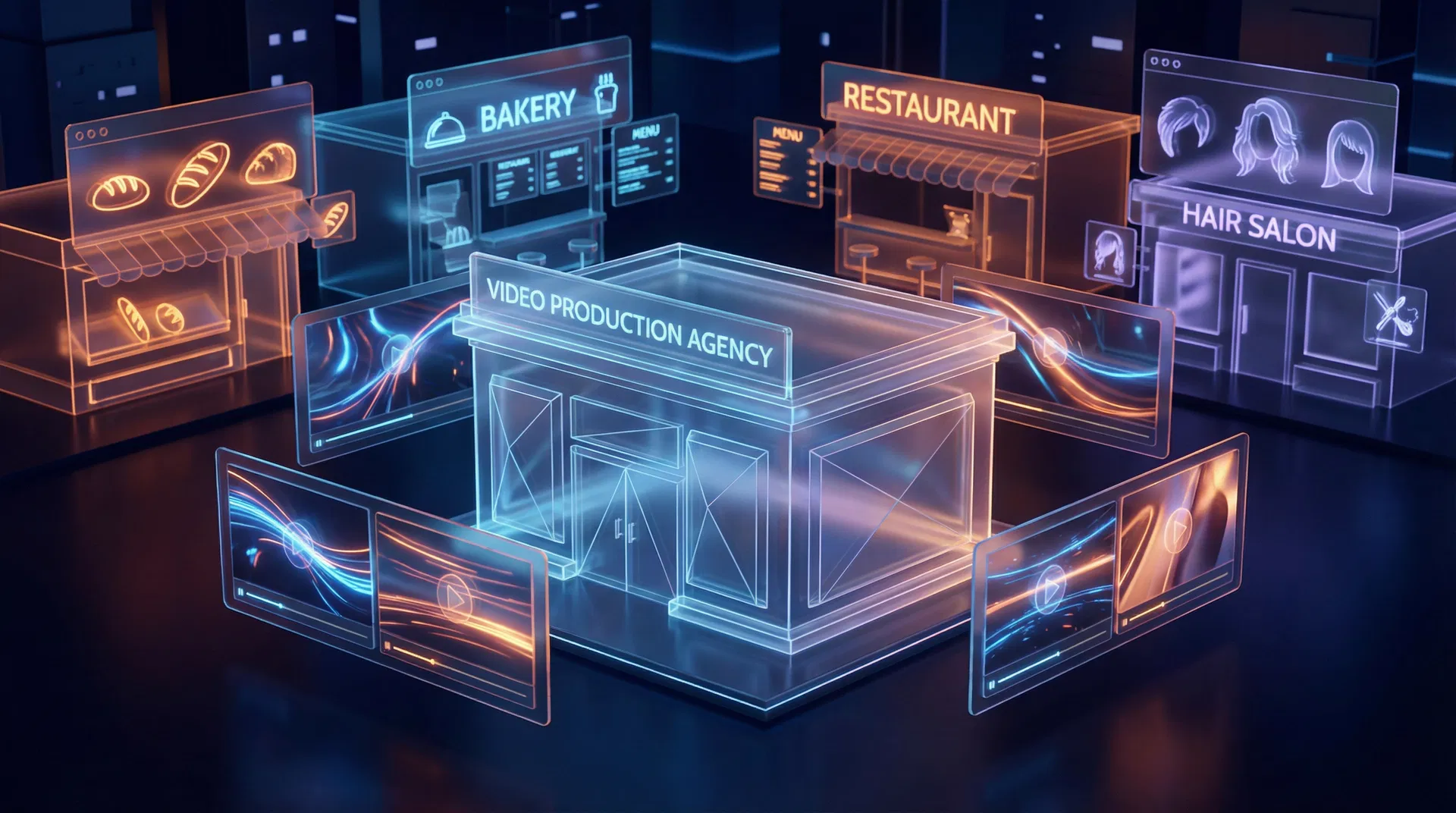 Concept SPOTIA — agence vidéo IA pour commerces locaux