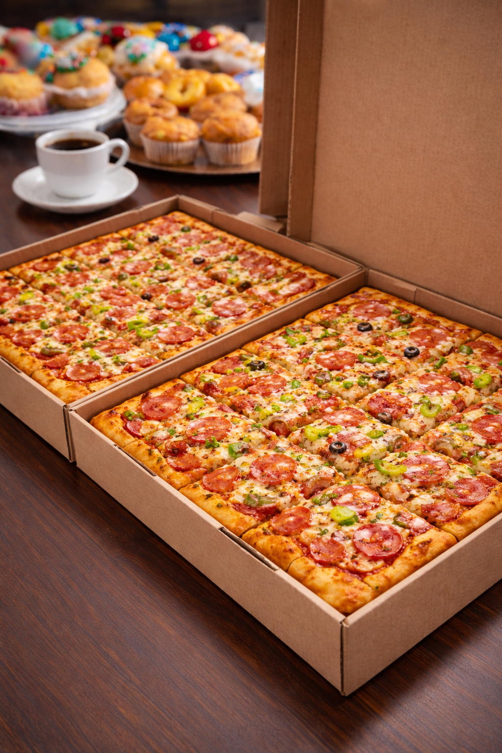 Pizza grande em duas caixas