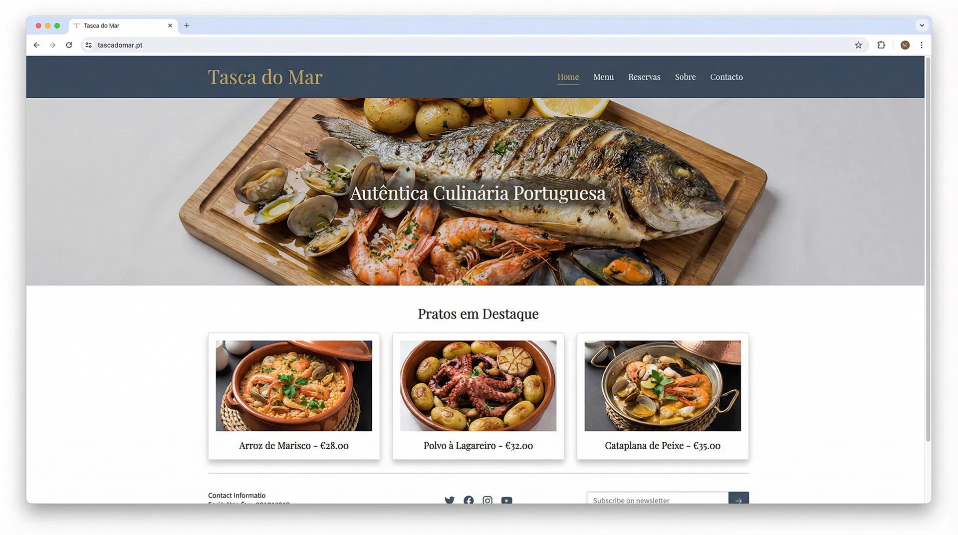 Exemplo de site: Restaurante