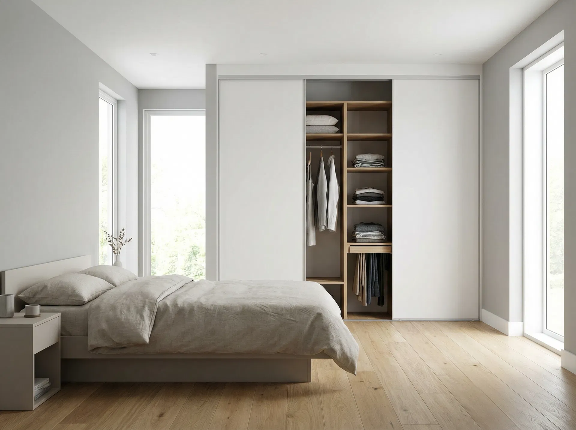 Matt White Sliding Wardrobe with Soft-Close