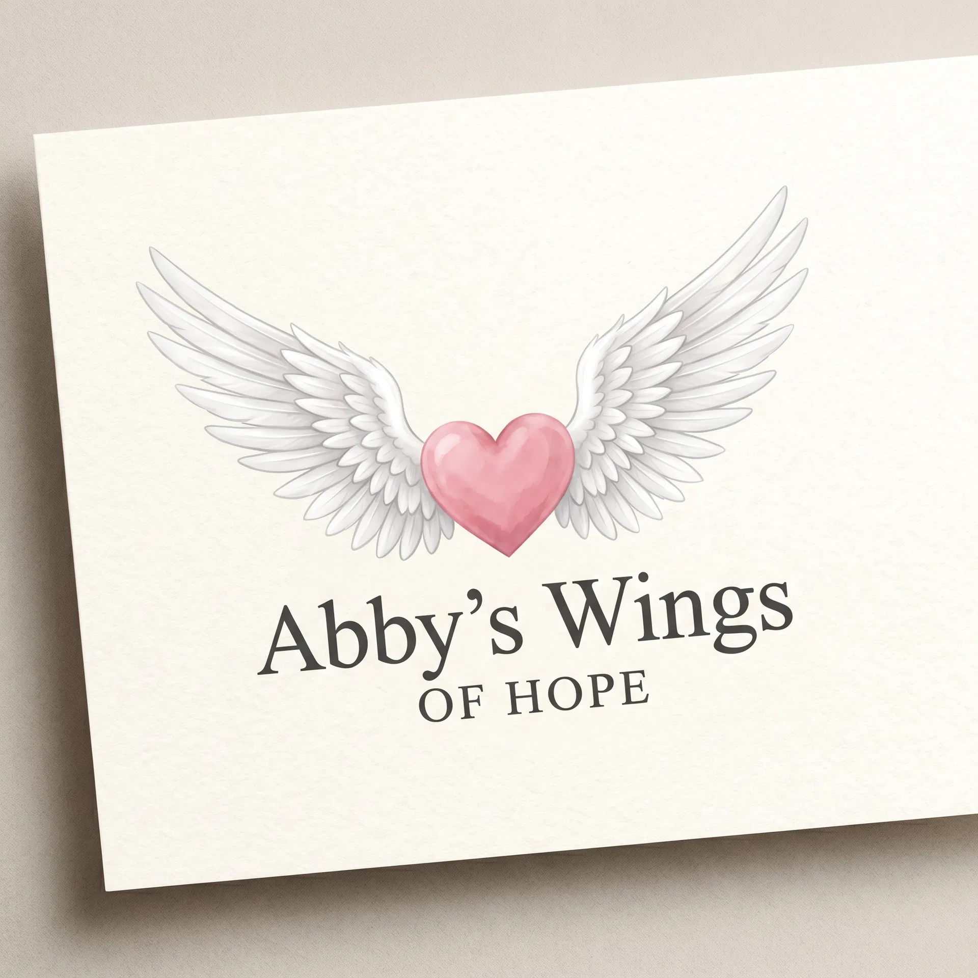 Abby's Wings - White Angel Wings with Pink Heart