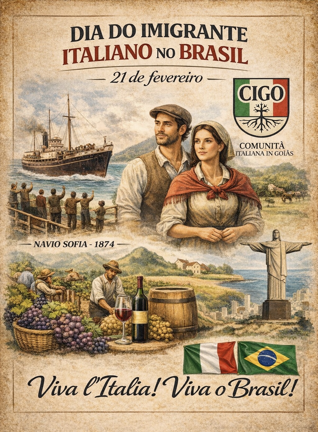 No dia 21 de fevereiro, comemora-se no Brasil o Dia do Imigrante Italiano