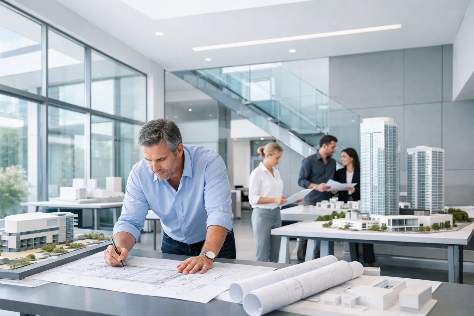 Arquitetura moderna - Escritório profissional com projetos