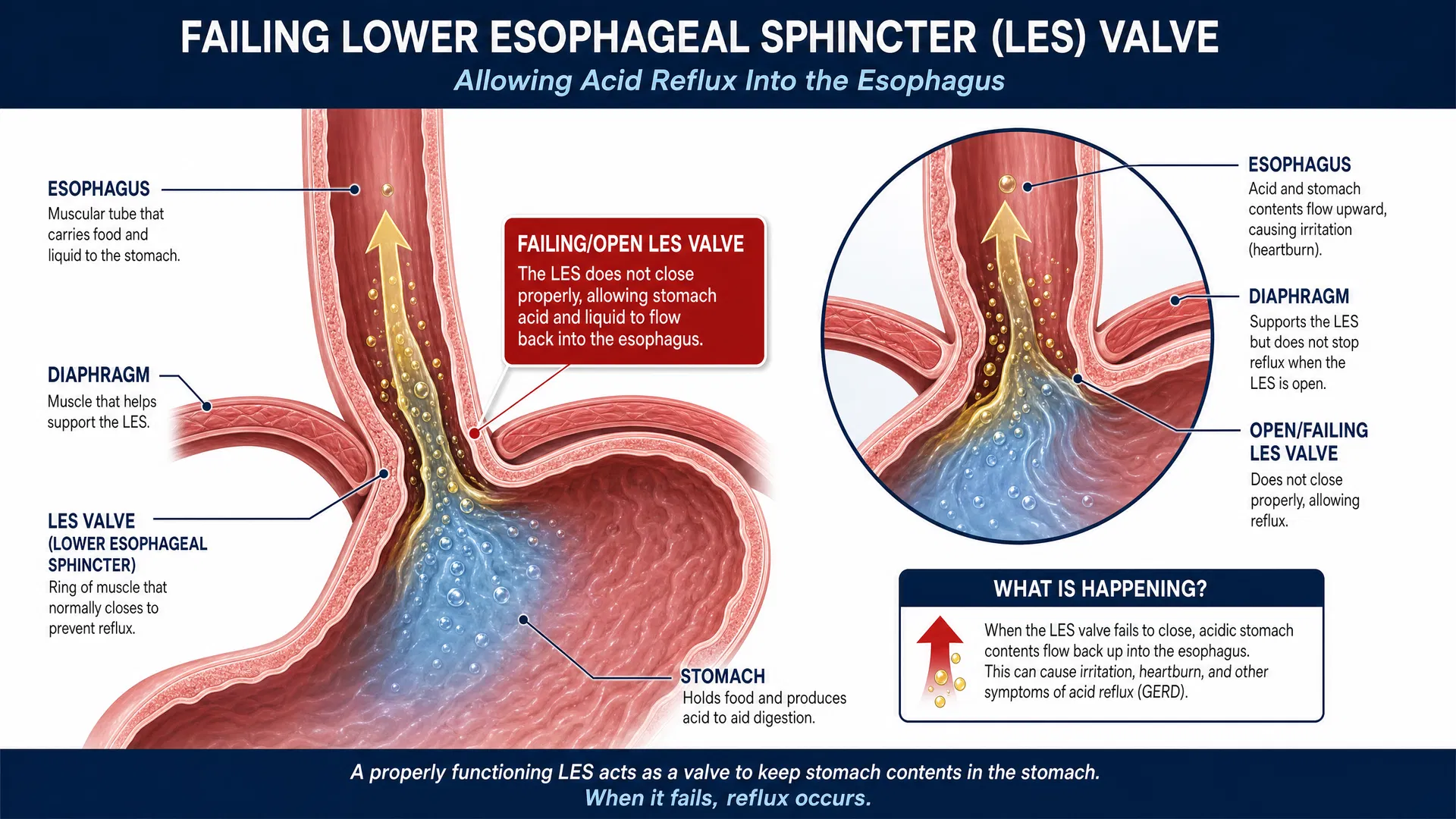 Failing lower esophageal sphincter valve