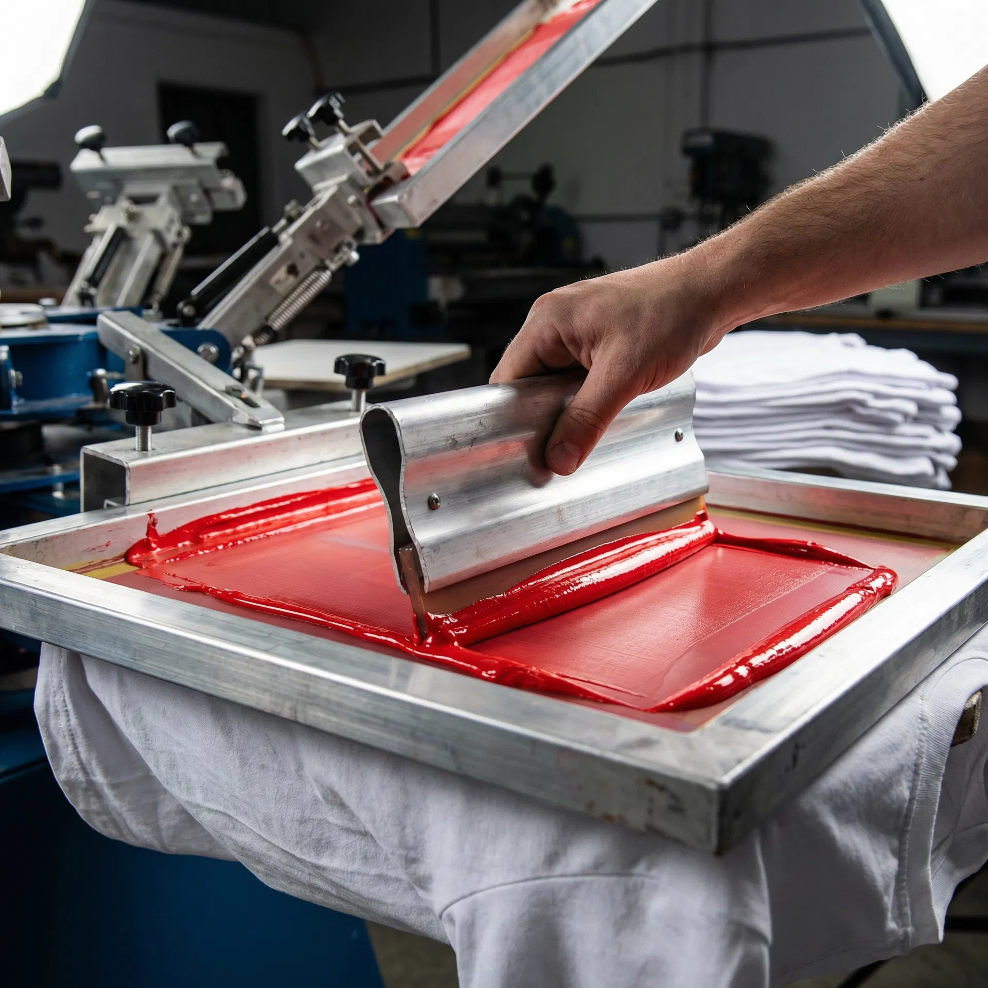 Screen printing close-up