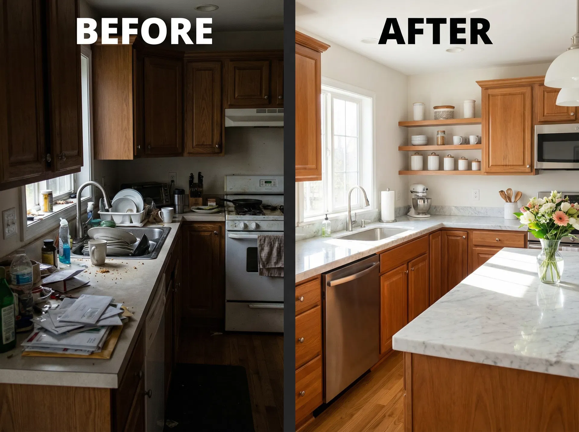 Before and after cleaning