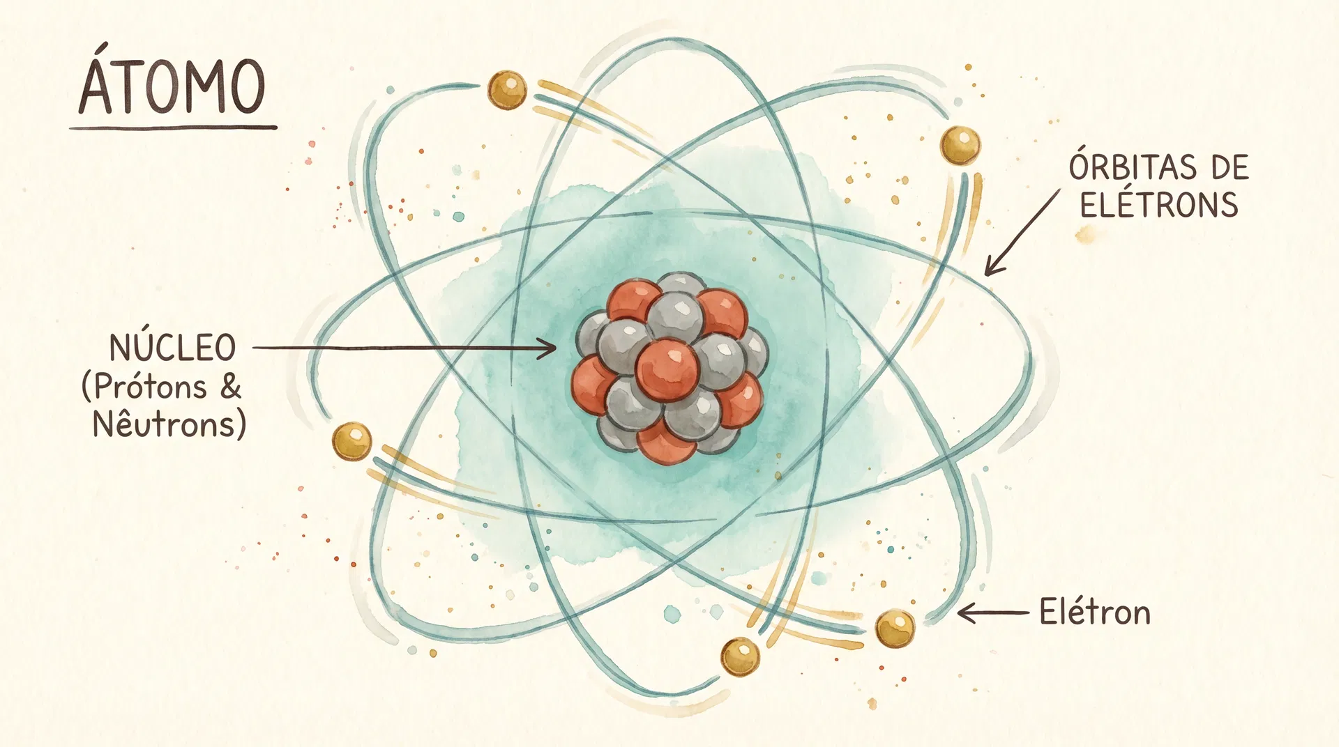 Estrutura do átomo com núcleo e elétrons