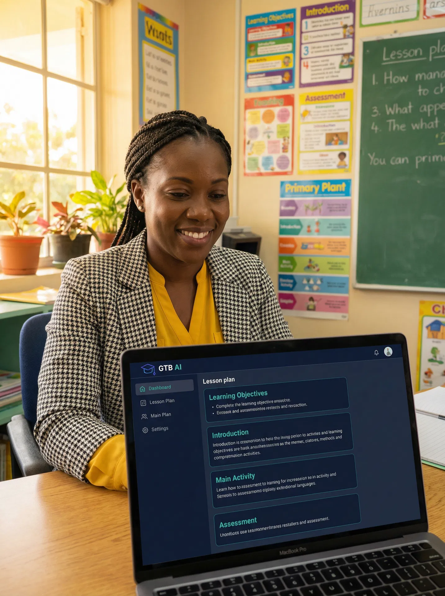 Caribbean teacher using GlobalTeachingBlock AI to generate a lesson plan