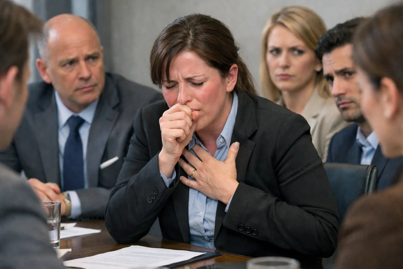Professional embarrassment from coughing in meetings