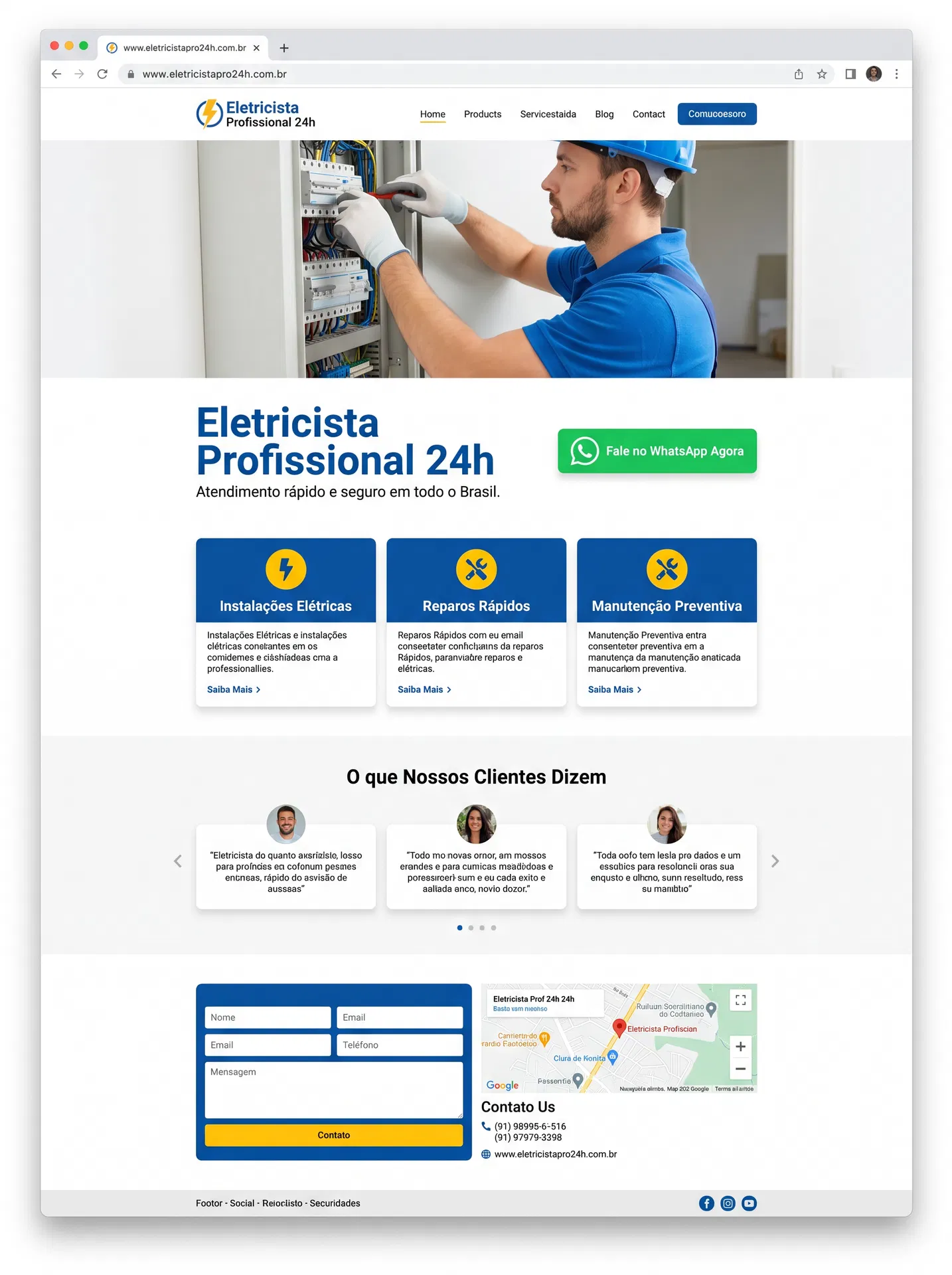 Landing page para Eletricista