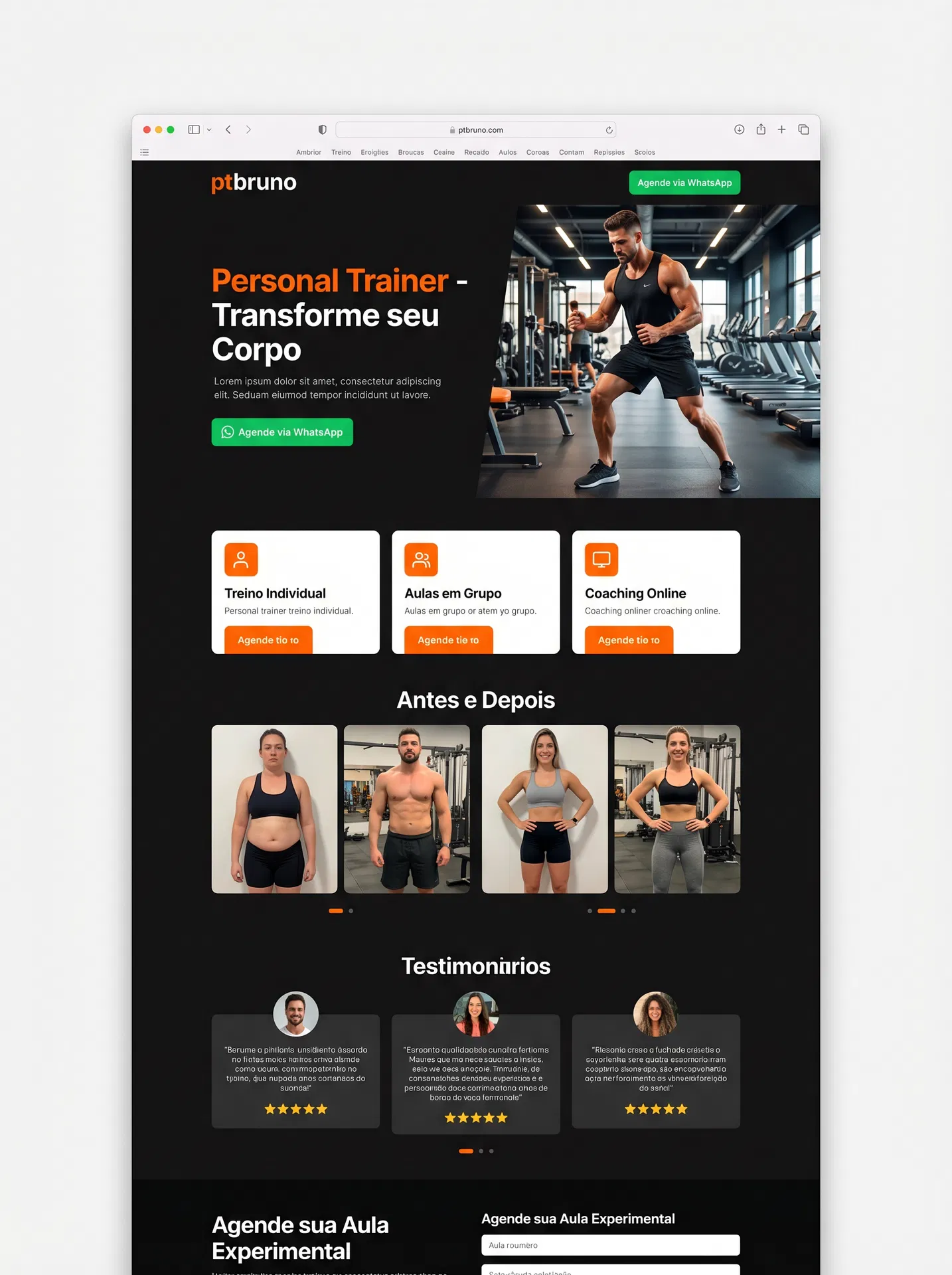 Landing page para Personal Trainer