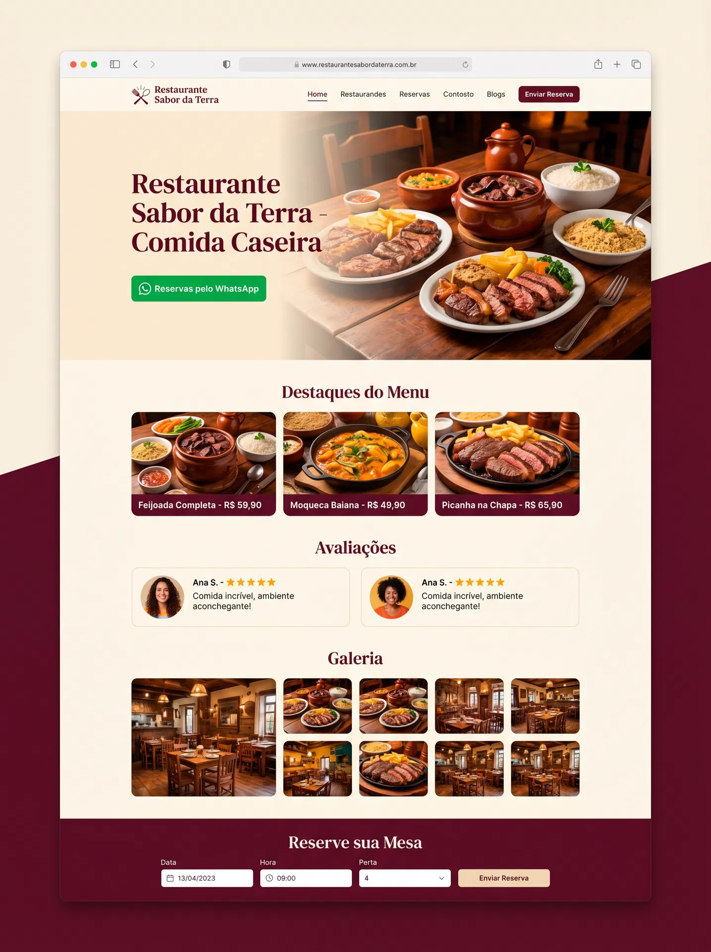 Landing page para Restaurante