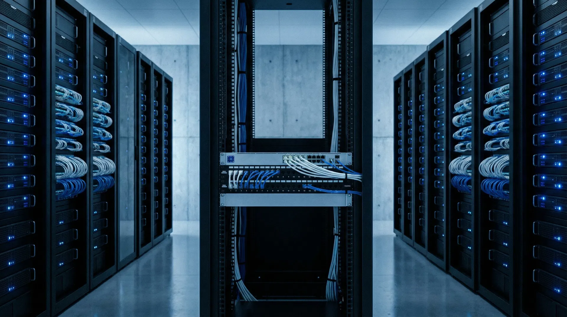 Sala de servidores representando infraestrutura tecnológica da Blue Labs