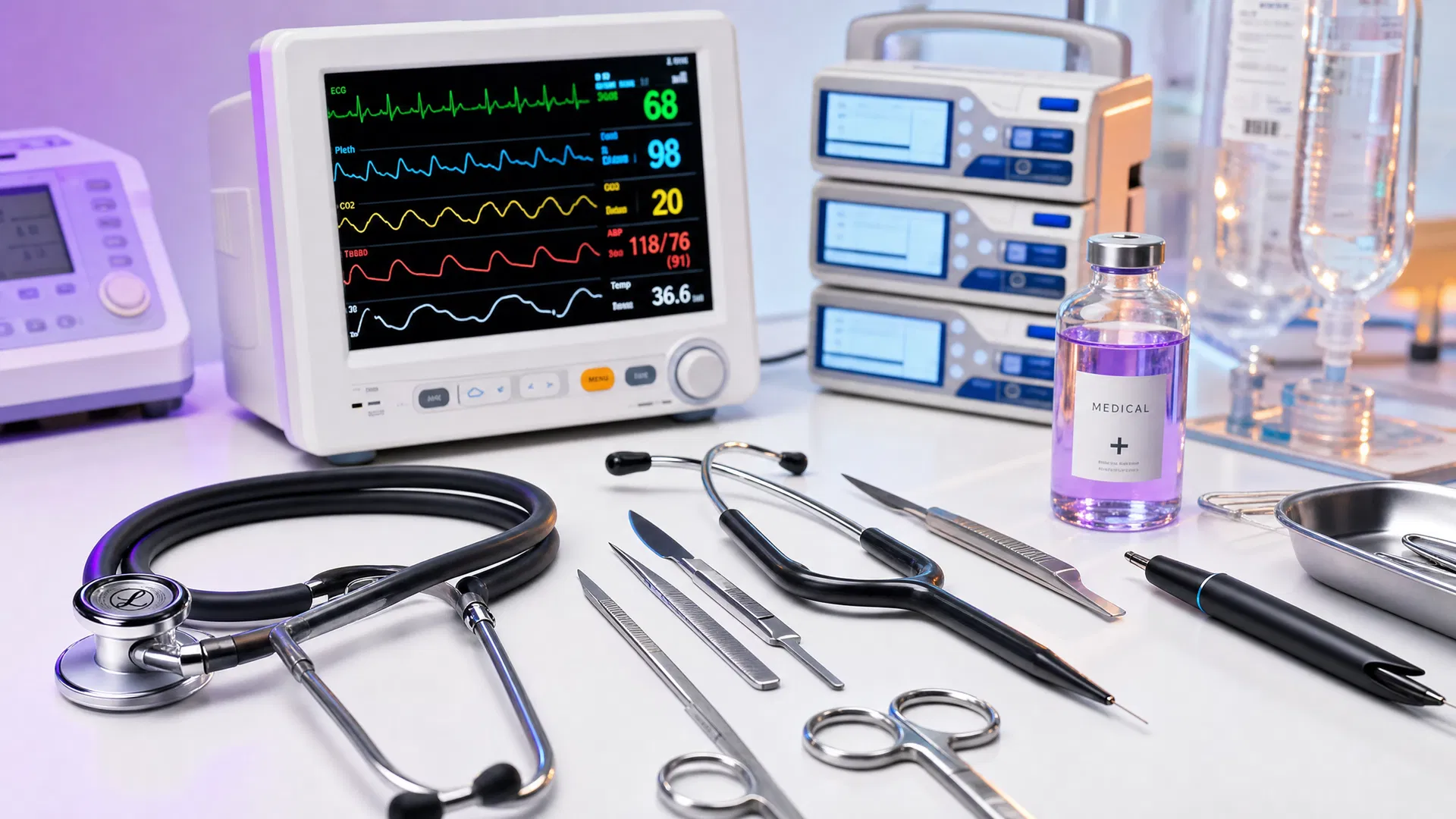 Equipamentos médicos e instrumentos cirúrgicos