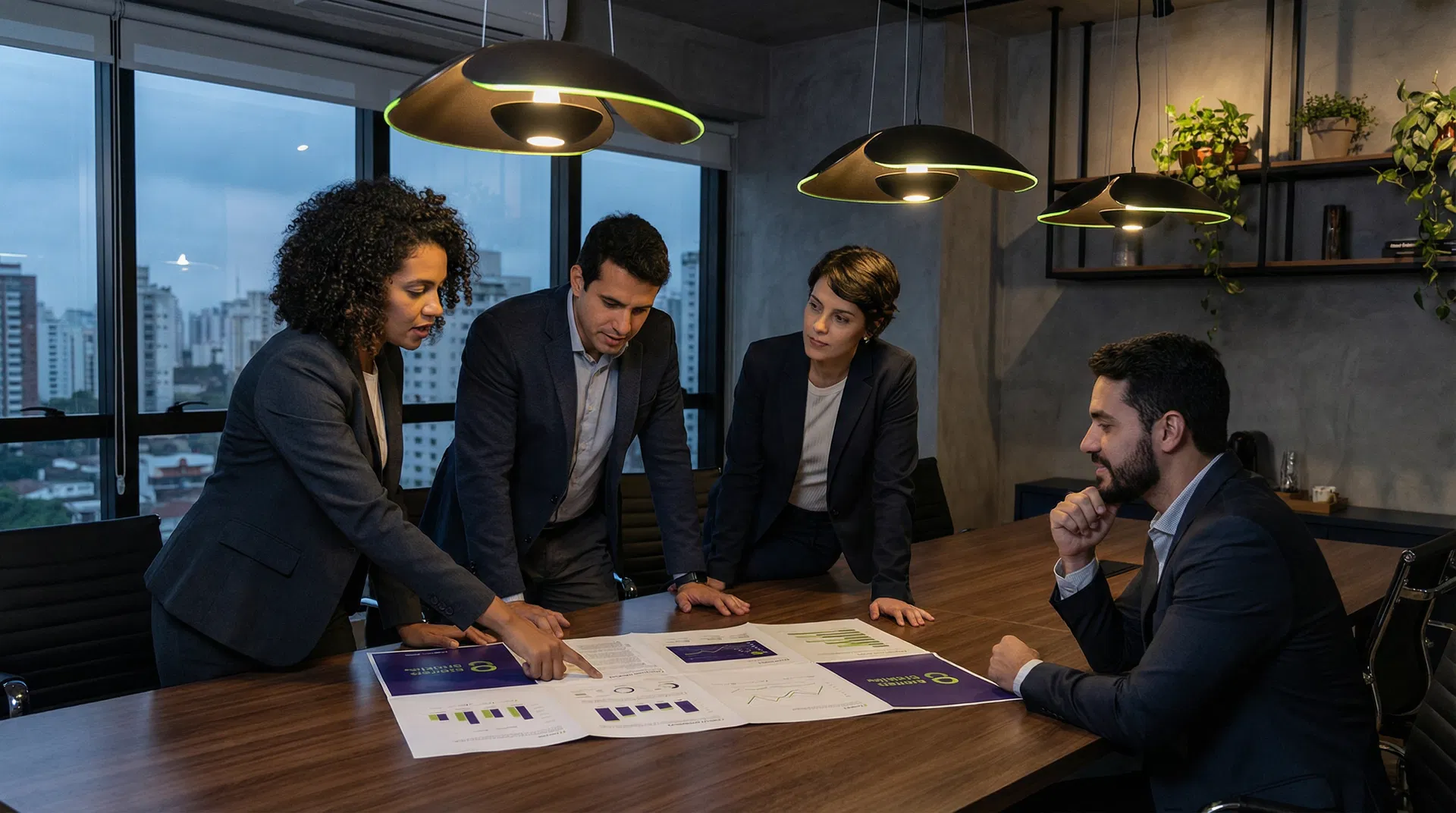 Equipe KINKa em sessão de estratégia com cliente — análise de posicionamento de marca