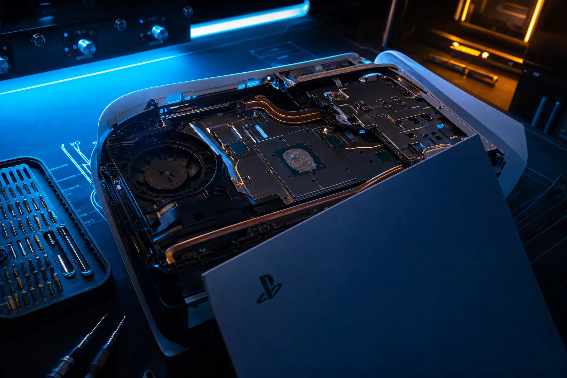 Gaming console being repaired