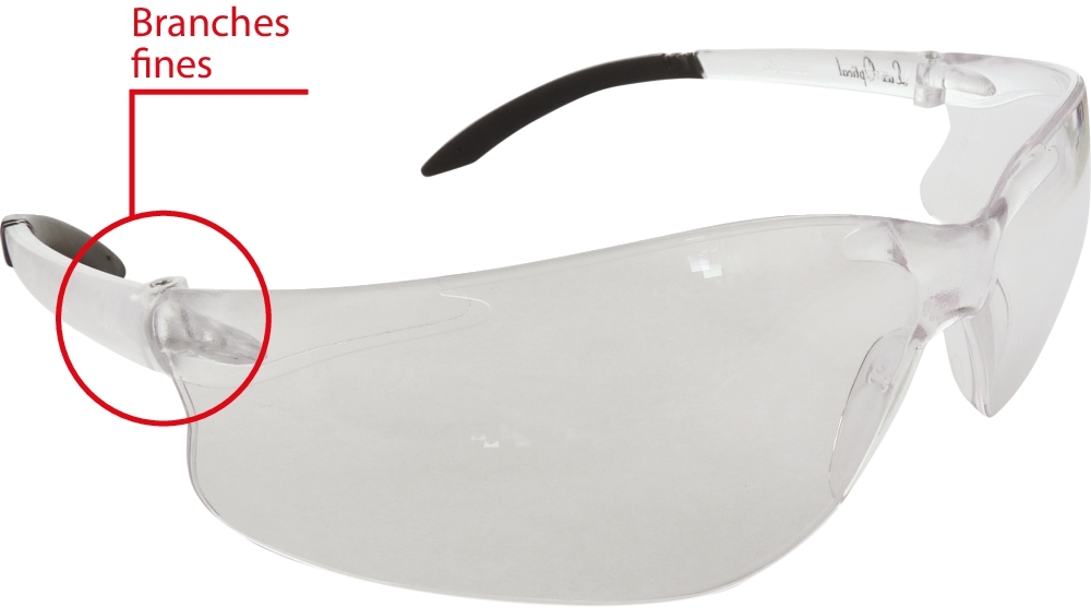 LUNETTE DE PROTECTION INCOLORES BRANCHES FINES - Produit équipements protection sécurité professionnel LAM'ECA