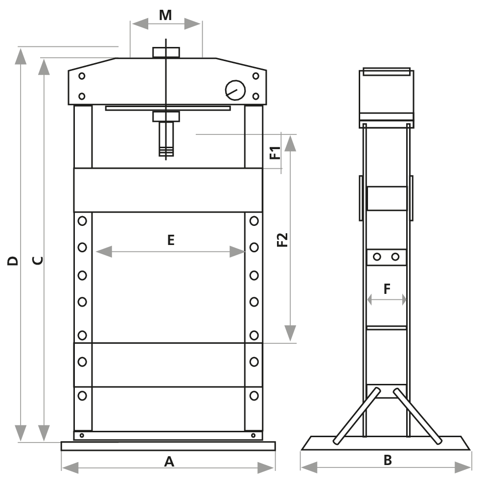 PRESSE D ATELIER MANUELLE ET PNEUMATIQUE 75T BATI SOUDE - Vignette 3