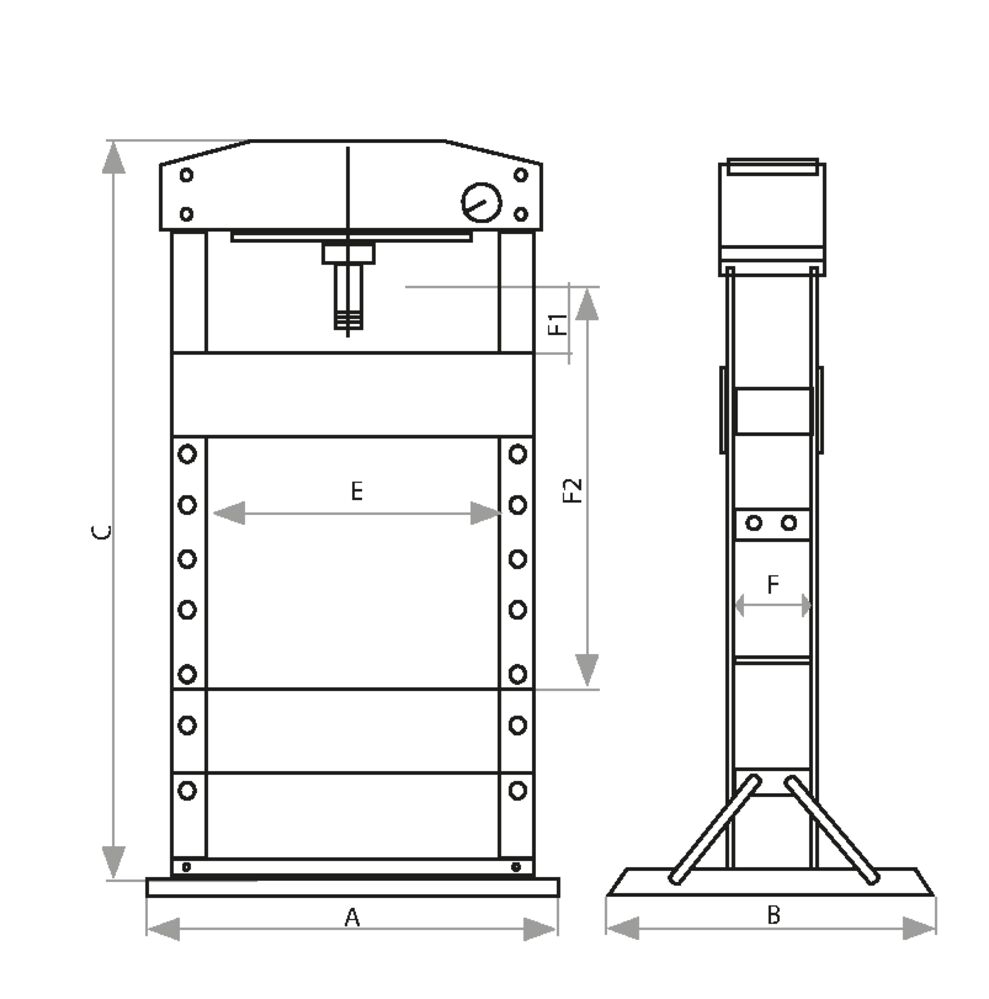 PRESSE D ATELIER MANUELLE ET PNEUMATIQUE 100T BATI SOUDE - Produit équipements d'ateliers professionnel LAM'ECA