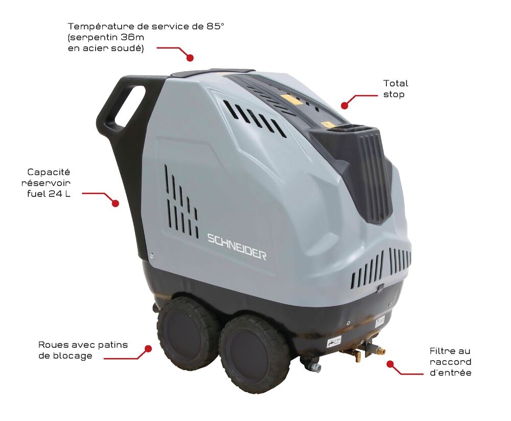 NETTOYEUR HP EAU CHAUDE TRI 21 L.MIN 200 BAR TOTAL STOP AVEC FLEXIBLE 15M - Produit équipements d'ateliers professionnel L...