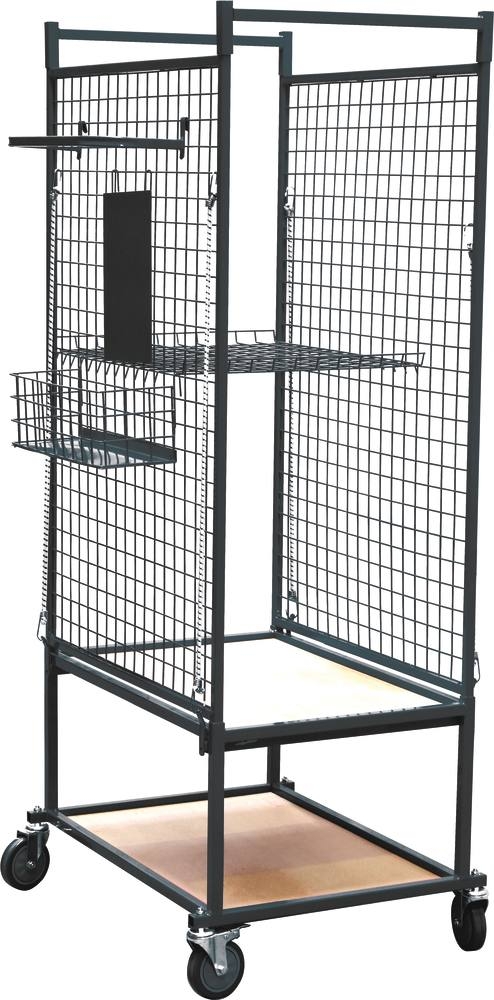 CHARIOT MOBILE POUR PIECES MECANIQUE OU CARROSSERIE AVEC GRILLES LATERALES 600X900X1950MM - Produit équipements d'ateliers...