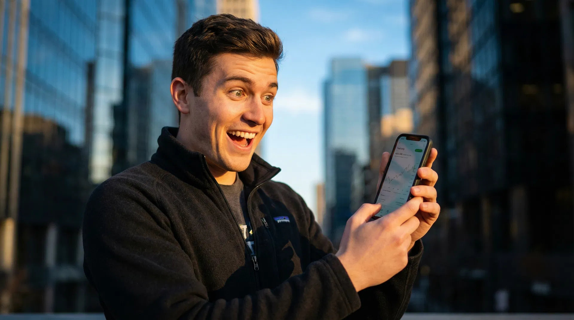Pessoa segurando smartphone com fibra óptica 100% pura e chip 5G em Campo Grande