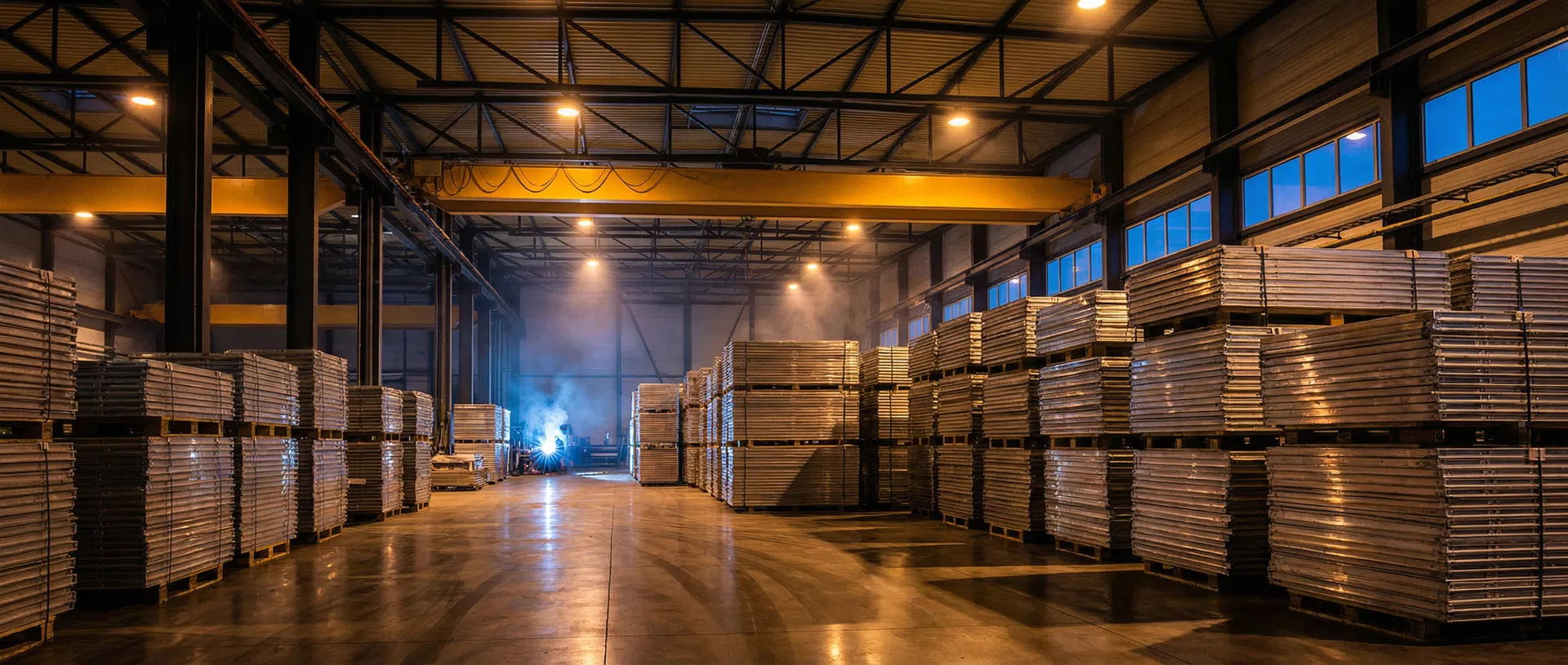 Interior de fábrica ENGINEW com painéis de alumínio