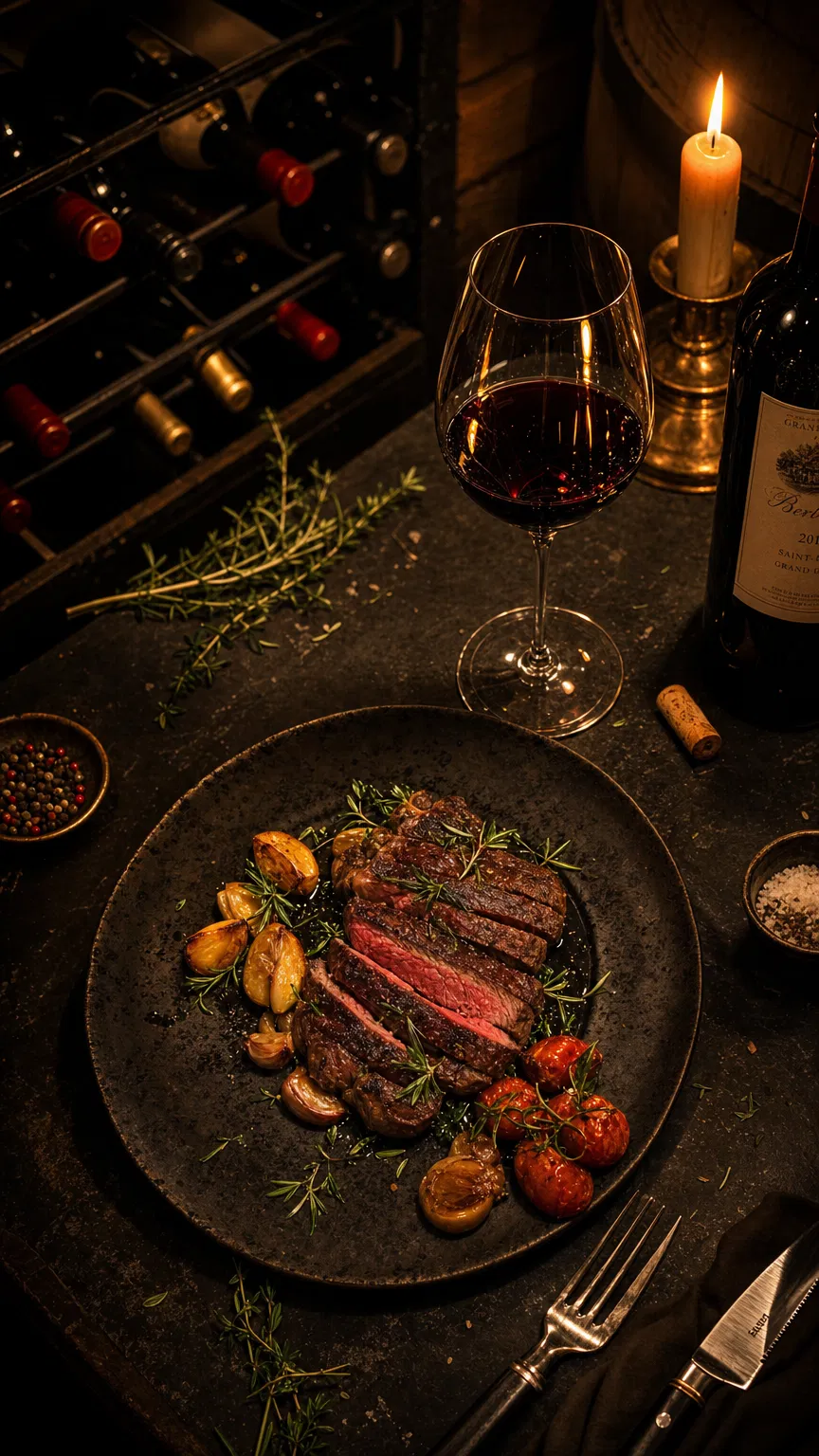 Elegant dinner with wine