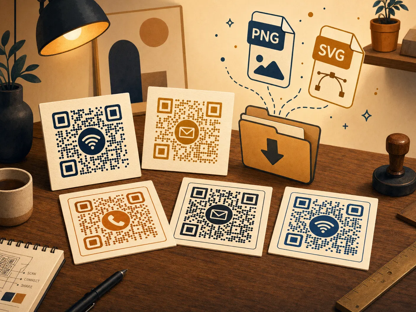 Download QR codes in PNG and SVG