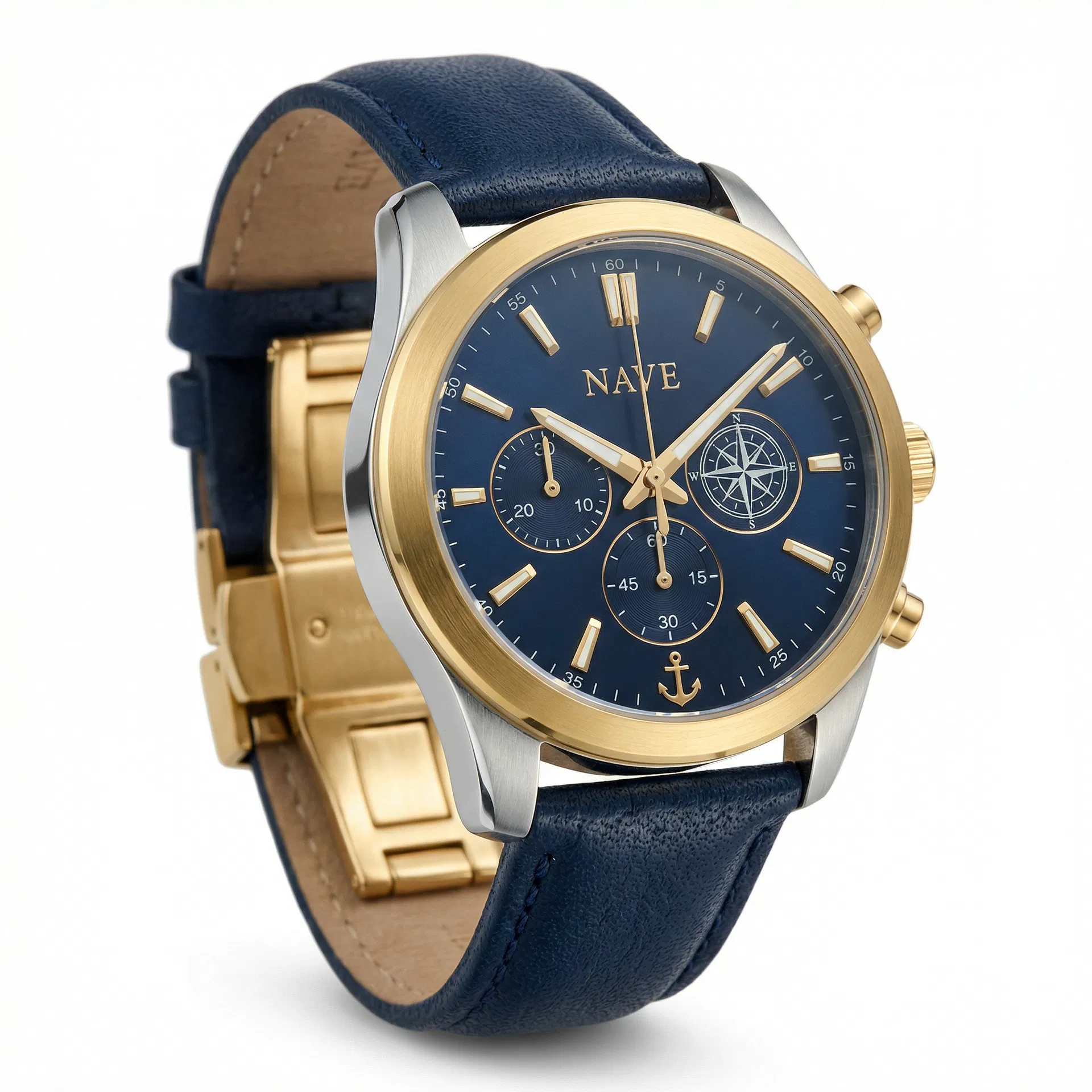 Relógio Bússola — Azul Marinho