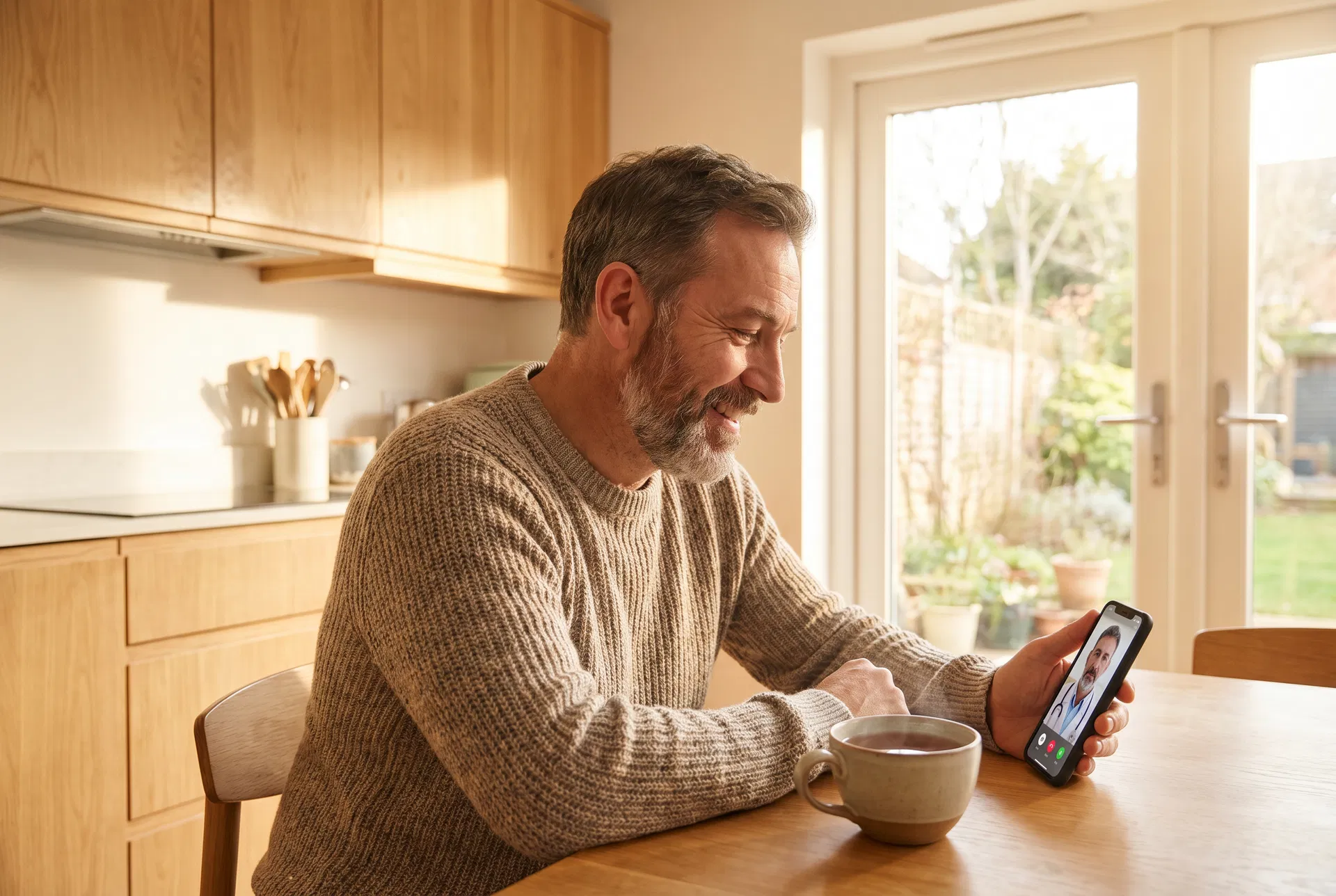 Patient using telehealth from home