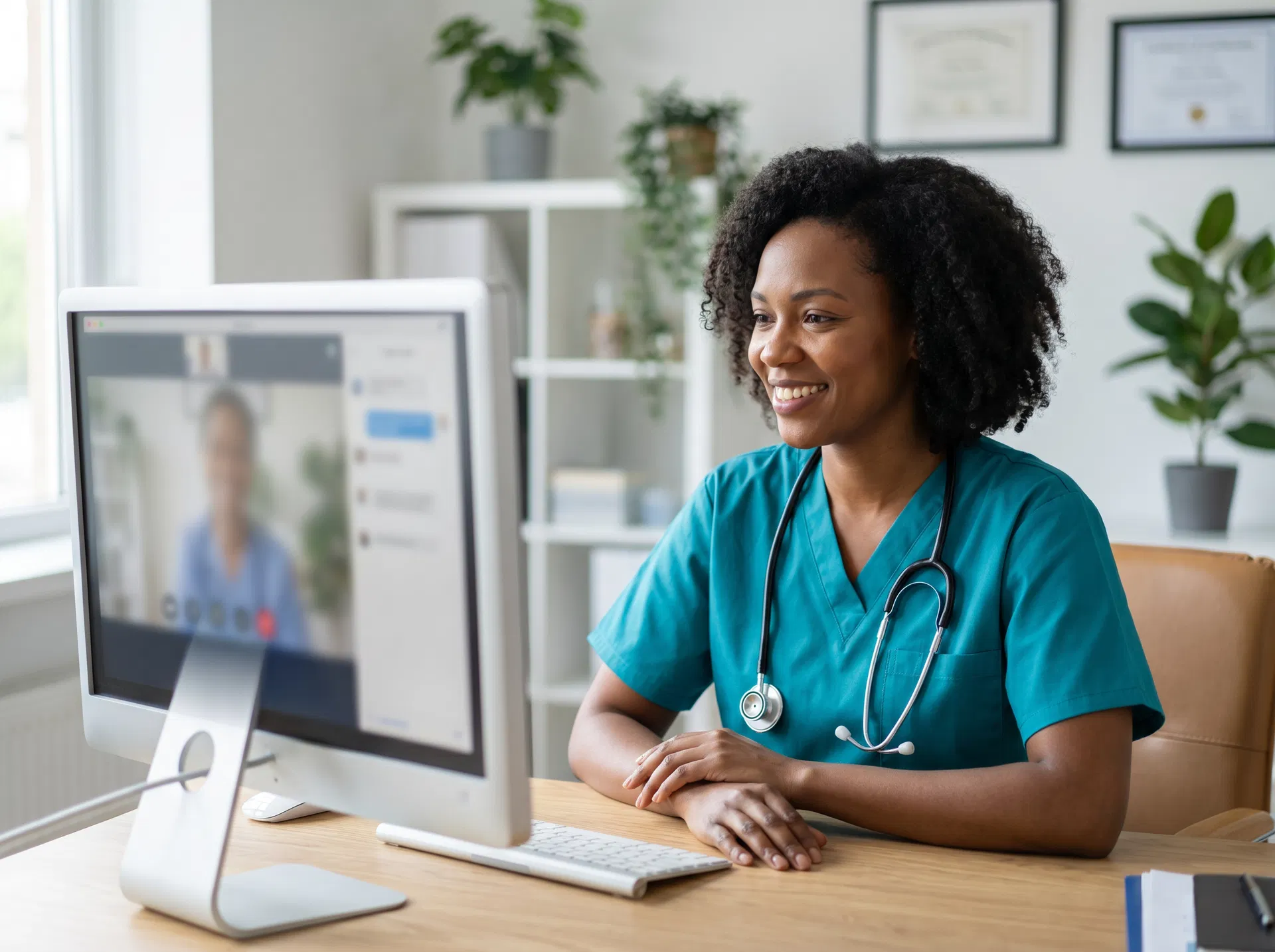 Healthcare provider during telehealth visit