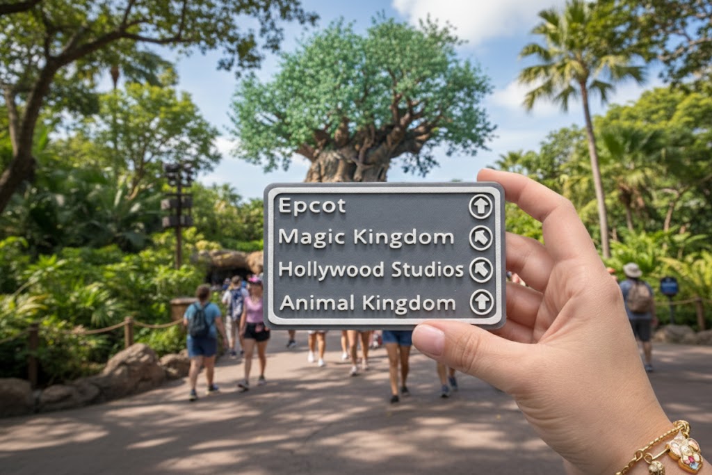 Theme Park Sign Magnet - 4 Parks Directional Fridge Magnet