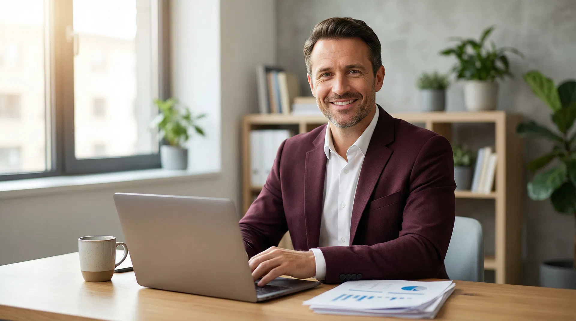 Contador profissional apresentando gráficos e análises