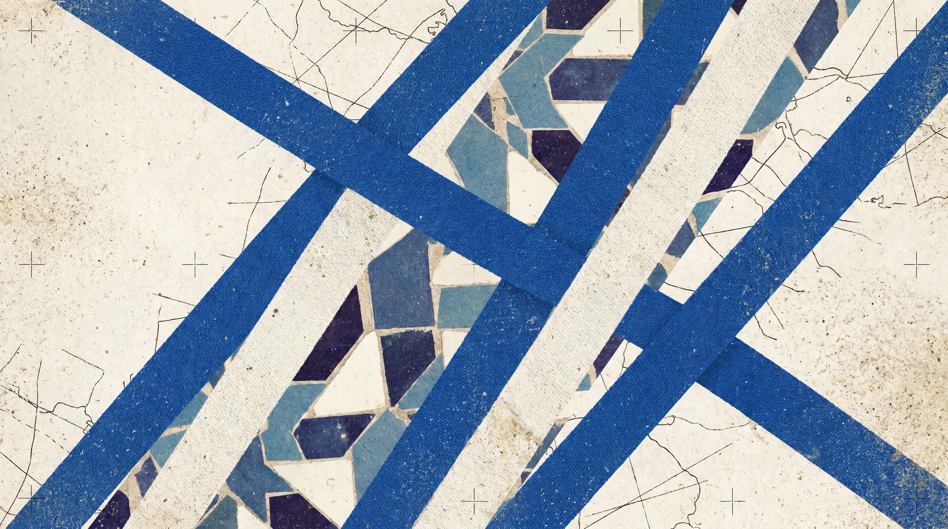 Abstract Schalke blue and Barcelona tile scarf pattern