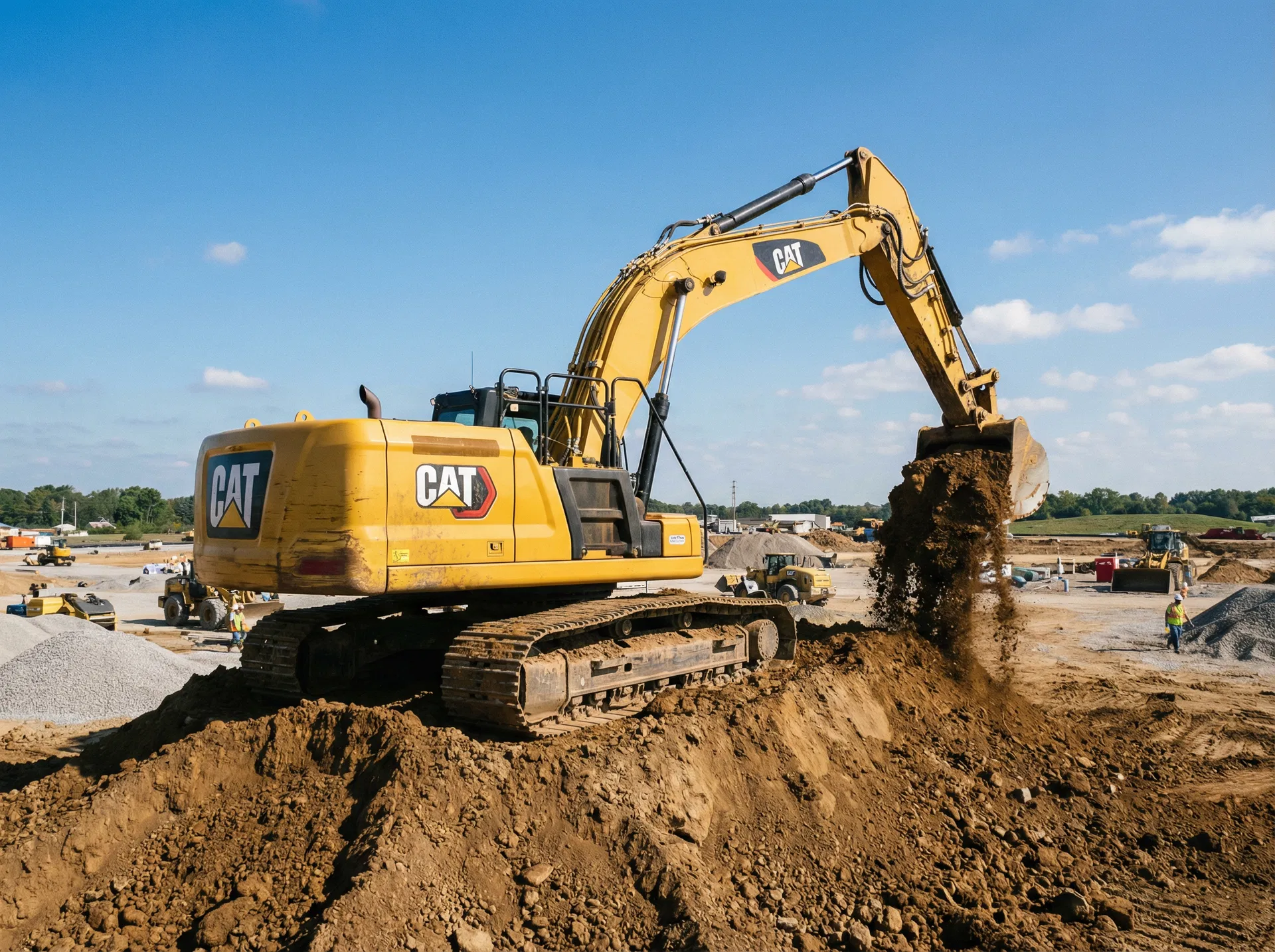 Escavadeira hidráulica em obra