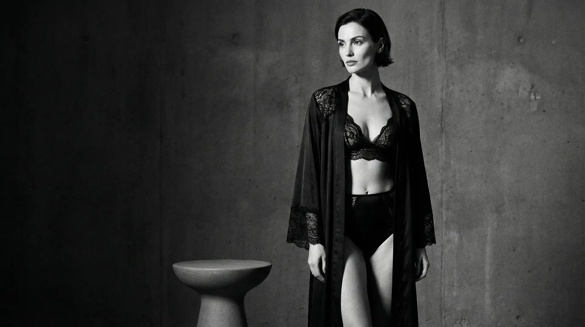 Modelo com moda íntima de alta qualidade