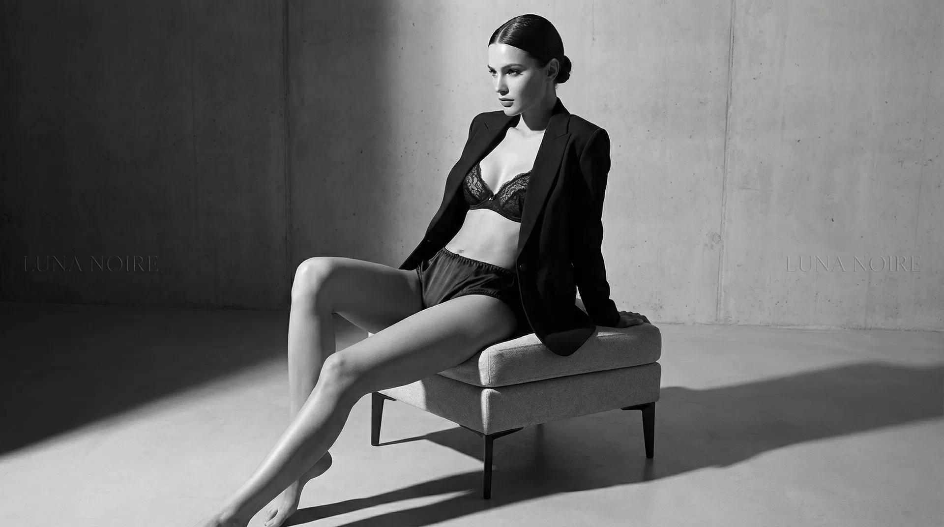 Modelo vestida com lingerie de alta qualidade