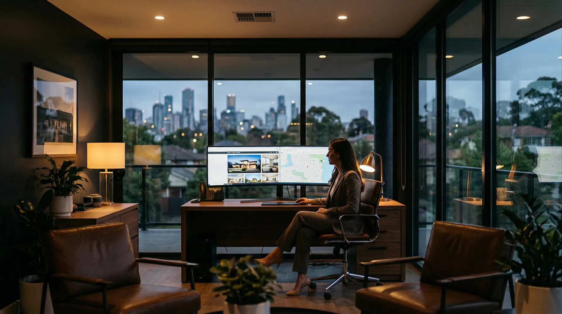 Real estate agent at desk