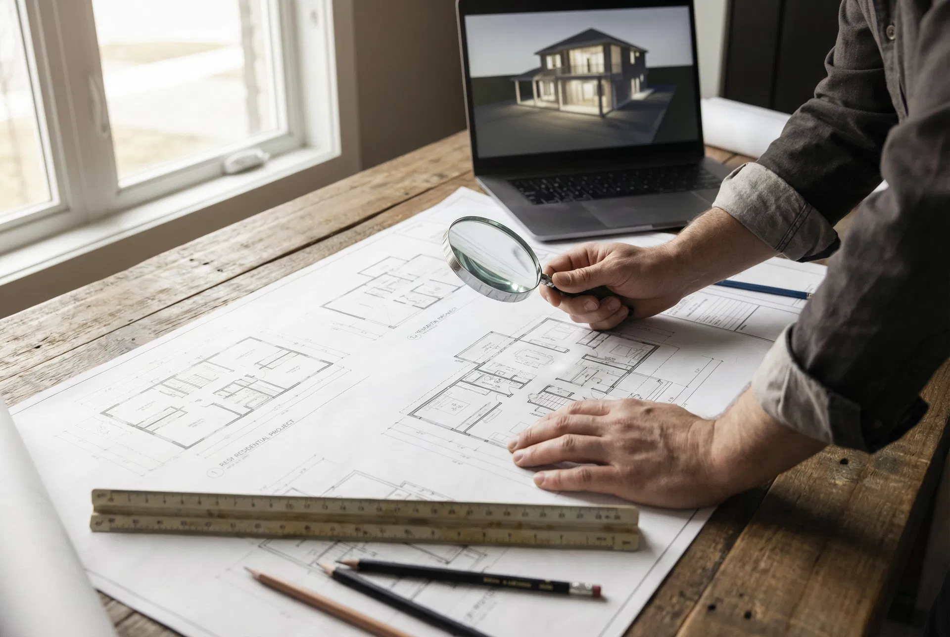 ArchDomus team reviewing architectural plans