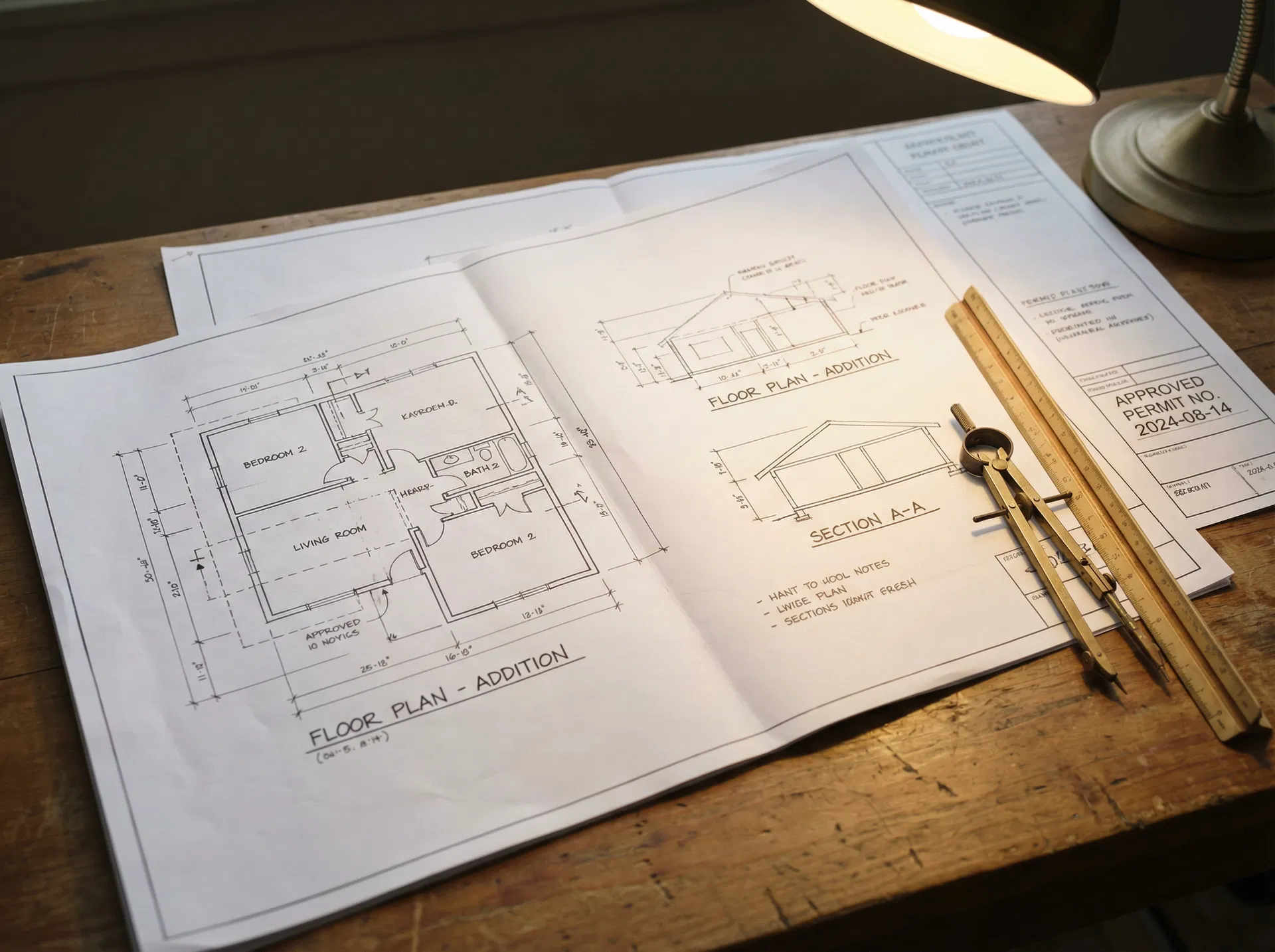 Detailed architectural construction drawings