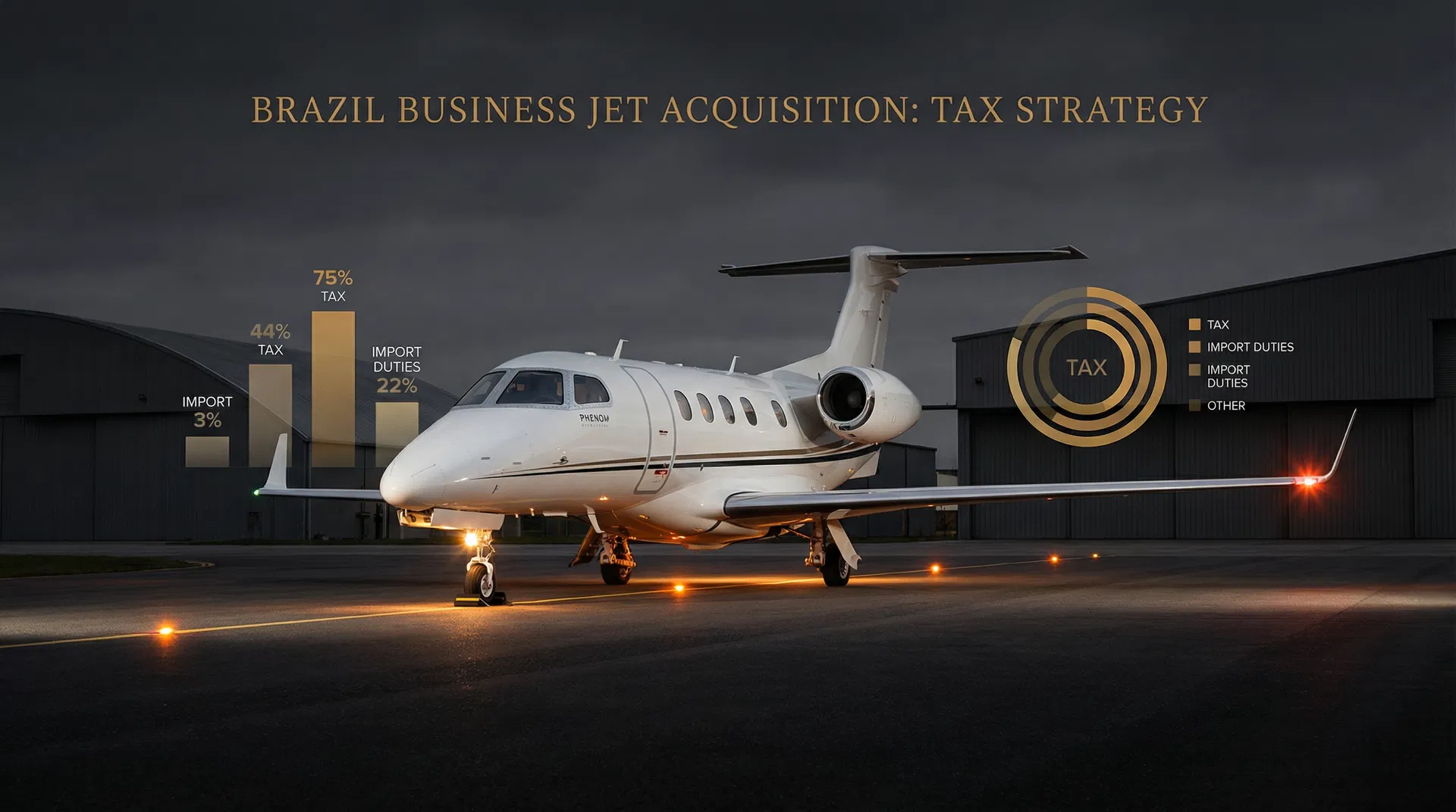 Jato executivo com sobreposição de dados tributários — análise comparativa de custos